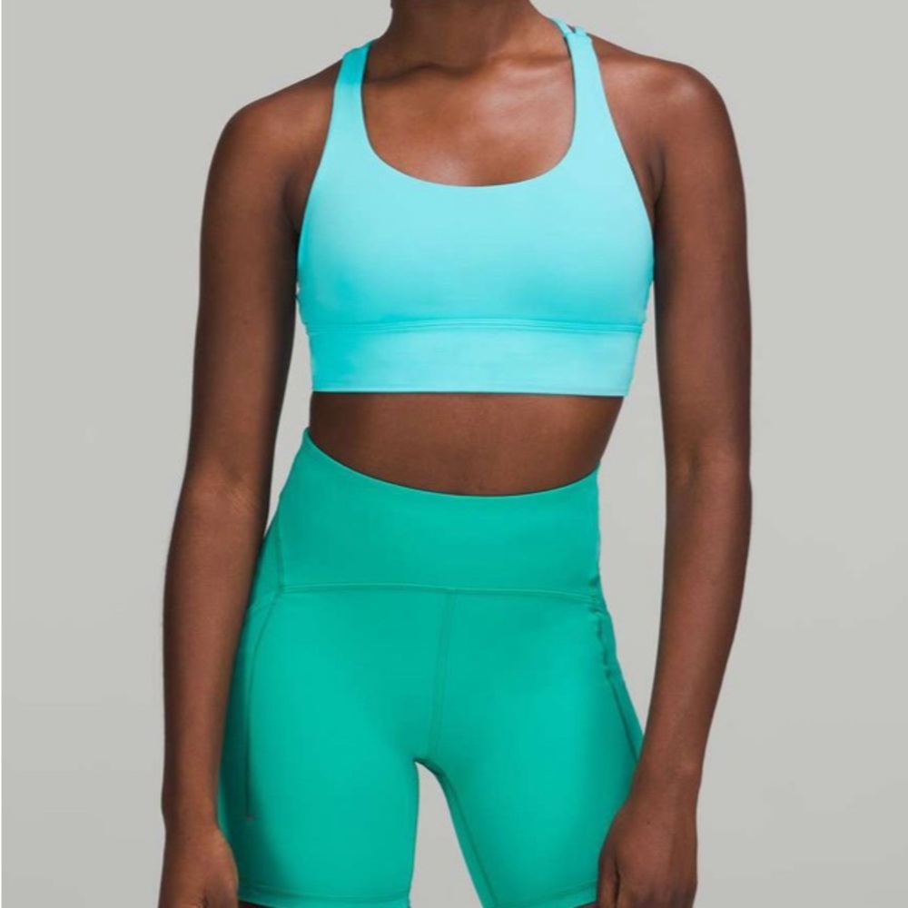 Lululemon Electric Turquoise Energy Bra Longline Like New Size 10